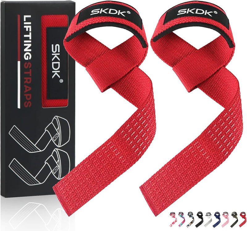 Cotton Hard Pull Wrist Lifting Straps Grips Band-Deadlift Straps with Neoprene Cushioned Wrist Padded and Anti-Skid Silicone - for Weightlifting, Bodybuilding, Xfit, Strength Training